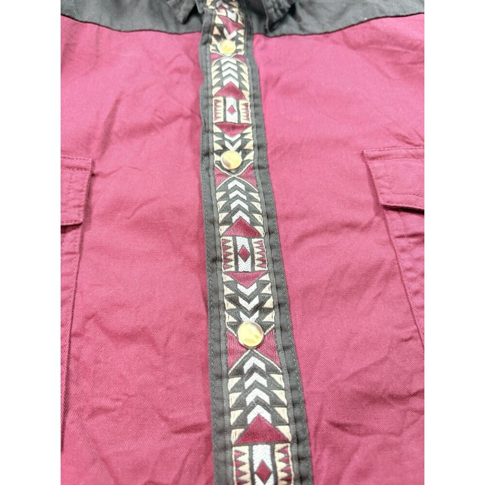 Wrangler Vintage Mens Western Shirt Pearl Snap Long Sleeve Aztec Size XL - Picture 5 of 7